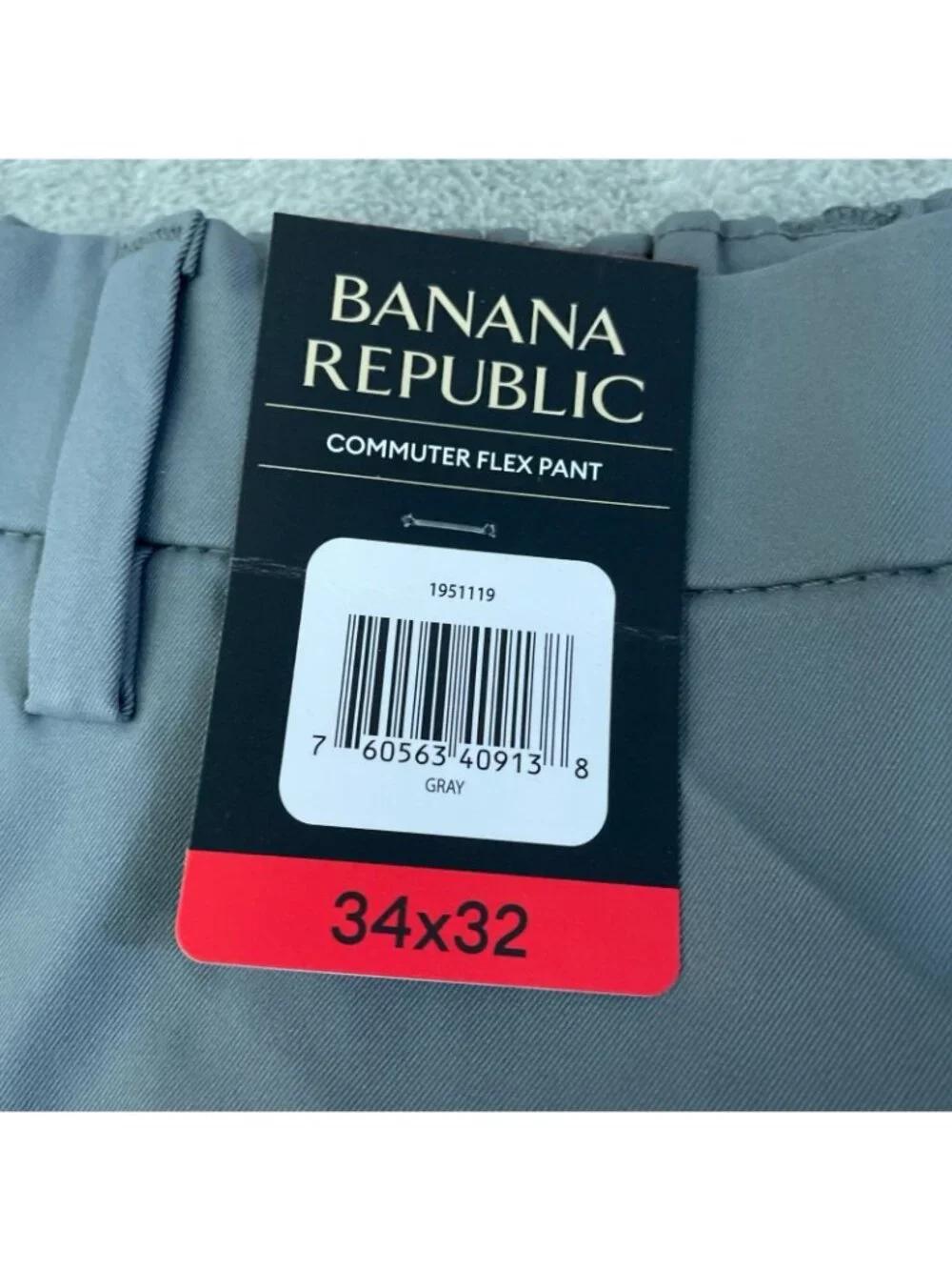 NWT Banana Republic Men's 34x32 Gray Athletic Fit Commuter Flex Tech Pants